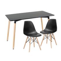 Mesa de jantar retangular Eames 60 x 120 cm + 2 cadeiras Eiffel DSW - Mesa preto com cadeiras preto Mesa de jantar retangular Eames 60 x 120 cm + 2 cadeiras Eiffel DSW - Mesa preto com cadeiras preto