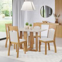 Mesa de Jantar Retangular Ellus C/4 Cad Pietra Mel/Bonde/V.marfim Mesa de Jantar Retangular Ellus C/4 Cad Pietra Mel/Bonde/V.marfim