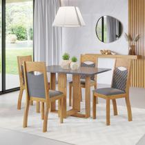 Mesa de Jantar Retangular Ellus C/4 Cad Pietra Mel/Cinza Brilho/V.grafite