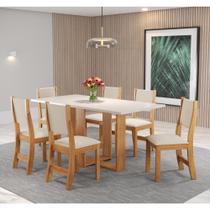 Mesa de Jantar Retangular Enemy Com 6 Cadeiras Sol Mel/Blonde/Bege Casa Giulia Mesa de Jantar Retangular Enemy Com 6 Cadeiras Sol Mel/Blonde/Bege Casa Giulia