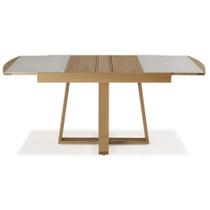 Mesa de Jantar Retangular Extensível 178cm Vidro Casatema Amendoa