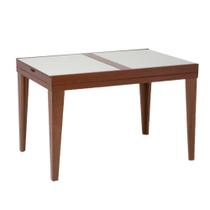 Mesa de Jantar Retangular Extensível com Tampo de Vidro Gênova Mel e Off White