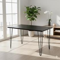 Mesa De Jantar Retangular Hairpin 1,30cm MDF BP PRETO TX