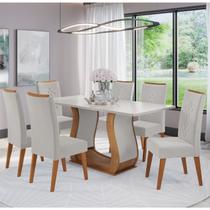 Mesa de Jantar Retangular Harley C/6 Cad Flora em Madeira Maciça Mel/Blonde/V.marfim