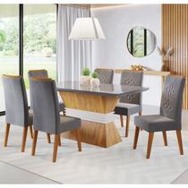Mesa de Jantar Retangular Hermione C/6 Cad Flora de Madeira Maciça Mel/Grafite/V.grafite Mesa de Jantar Retangular Hermione C/6 Cad Flora de Madeira Maciça Mel/Grafite/V.grafite