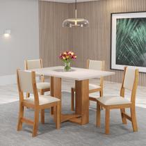Mesa de Jantar Retangular Holy Com 4 Cadeiras Sol Mel/Blonde/Bege Casa Giulia Mesa de Jantar Retangular Holy Com 4 Cadeiras Sol Mel/Blonde/Bege Casa Giulia
