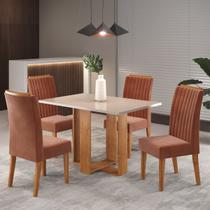 Mesa de Jantar Retangular Iluminata Com 4 cadeiras Fran Mel/Blonde/Terracota Casa Giulia