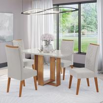 Mesa de Jantar Retangular Istambul C/4 Cad Flora em Madeira Maciça Mel/Off White/V.marfim Mesa de Jantar Retangular Istambul C/4 Cad Flora em Madeira Maciça Mel/Off White/V.marfim