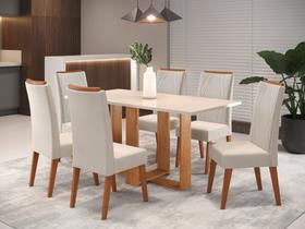 Mesa de Jantar Retangular Kavic com 6 Cadeiras Madeira Maciça Vegas