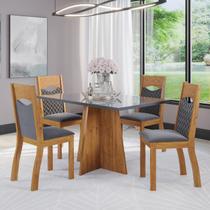 Mesa de Jantar Retangular Lacerda C/4 Cad Pietra Mel/Grafite/V.grafite