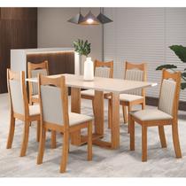 Mesa de Jantar Retangular Laguna com 6 Cadeiras Dalas Mel/Blonde/Marfim