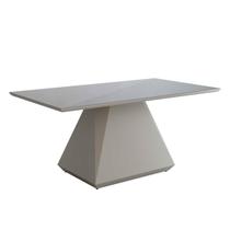 Mesa de Jantar Retangular Lia com Base Diamante Tampo Vidro Off White CCS Mesa de Jantar Retangular Lia com Base Diamante Tampo Vidro Off White CCS