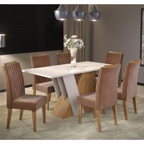 Mesa de Jantar Retangular Loreal C/6 Cad Fran Mel/Blonde/Terracota