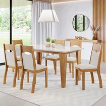 Mesa de Jantar Retangular Lux C/6 Cad Pietra Mel/Off White/V.marfim
