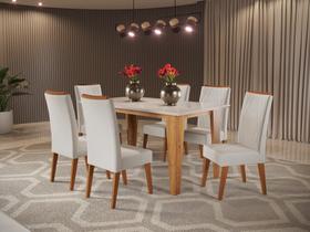 Mesa de Jantar Retangular Marie com 6 Cadeiras Madeira Maciça Vegas