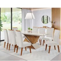 Mesa de Jantar Retangular Otis C/8 Cad Flora em Madeira Maciça Mel/Off White/V.marfim Mesa de Jantar Retangular Otis C/8 Cad Flora em Madeira Maciça Mel/Off White/V.marfim