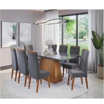 Mesa de Jantar Retangular Perini C/8 Cad Flora em Madeira Maciça Mel/Grafite/V.grafite