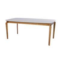 Mesa de Jantar Retangular Petra 140 cm Base Madeira Maciça Off White