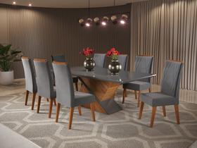 Mesa de Jantar Retangular Pipa com 8 Cadeiras Madeira Maciça Vegas