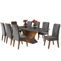 Mesa de Jantar Retangular Pipa com 8 Cadeiras Madeira Maciça Vegas