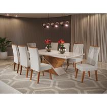 Mesa de Jantar Retangular Pipa com 8 Cadeiras Madeira Maciça Vegas - Viero