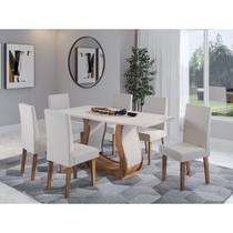 Mesa de Jantar Retangular Royale com 6 Cadeiras Venus Imbuia/Blonde/Marfim