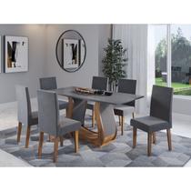 Mesa de Jantar Retangular Royale com 6 Cadeiras Venus Imbuia/Cinza Brilho/Grafite - Viero