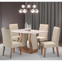 Mesa de Jantar Retangular Sharom Com 4 Cadeiras Iza Imbuia/Blonde/Bege Casa Giulia
