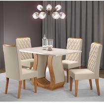 Mesa de Jantar Retangular Sharom Com 4 Cadeiras Iza Mel/Blonde/Bege Casa Giulia