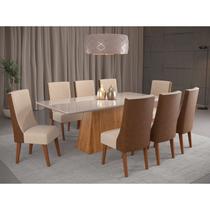 Mesa de Jantar Retangular Splendore com 8 Cadeiras Maderia Maciça Topazio - Viero