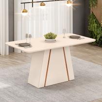 Mesa de Jantar Retangular Tampo Chanfrado 170x90cm Gabi Off White Freijó- MABE MAGAZINE