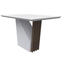 Mesa de Jantar Retangular Tampo com Vidro Lita 120 cm Off White Base Imbuia - D'Rossi