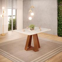 Mesa de Jantar Retangular Tampo Curvo DJ Móveis Kiara Freijó Quartzo