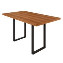 Mesa de Jantar Retangular Tampo Madeira Bp 136x75cm Base Tubo 40x40cm