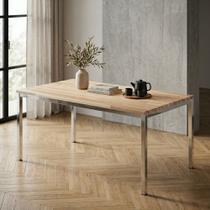 Mesa de Jantar Retangular Tampo Madeira Maciça 160cmx85cm Smart Mesa de Jantar Retangular Tampo Madeira Maciça 160cmx85cm Smart