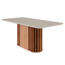 Mesa de Jantar Retangular Tampo MDF/Vidro 180cm Mesa para 6 Pessoas Julieta Cimol Cinamomo/Off White