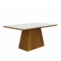 Mesa de Jantar Retangular Tampo Off White Base Imbuia 180cm Pampulha Mesa de Jantar Retangular Tampo Off White Base Imbuia 180cm Pampulha