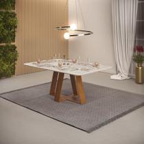 Mesa de Jantar Retangular Tampo Sem Vidro 170x90 DJ Móveis Kiara Freijó Quartzo