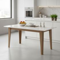 Mesa de Jantar Retangular Tampo Vidro 6 Lugares 160cm Liz Poliman Móveis Mesa de Jantar Retangular Tampo Vidro 6 Lugares 160cm Liz Poliman Móveis