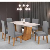 Mesa de Jantar Retangular Thea Com 6 Cadeiras Venus Mel/Blonde/Cinza Casa Giulia