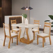 Mesa de Jantar Retangular Vic 120x80cm com 4 Cadeiras Sicilia