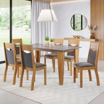 Mesa de Jantar Retangular Vitto C/6 Cad Pietra Mel/Cinza Brilho/V.grafite