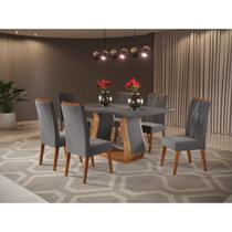 Mesa de Jantar Retangular Wanda com 6 Cadeiras Madeira Maciça Vegas - Viero