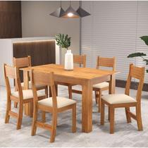 Mesa de Jantar Retangular Zinnia Com 6 Cadeiras Brisa Mel/Bege Casa Giulia