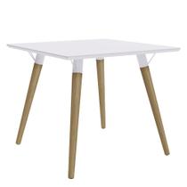 Mesa de Jantar Retrô 90 cm Quadrada Tampo Branco Pés Claros Artesano