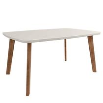 Mesa de Jantar Retrô Tampo Vidro 120x90x78 Pés Oblongo Jade RV Móveis Off White Mesa de Jantar Retrô Tampo Vidro 120x90x78 Pés Oblongo Jade RV Móveis Off White