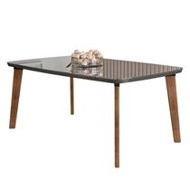 Mesa de Jantar Retrô Tampo Vidro 170x90x78 Pés Oblongo Jade RV Móveis Grafite