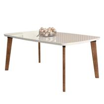 Mesa de Jantar Retrô Tampo Vidro 170x90x78 Pés Oblongo Jade RV Móveis Off White Mesa de Jantar Retrô Tampo Vidro 170x90x78 Pés Oblongo Jade RV Móveis Off White