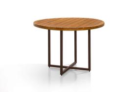 Mesa de Jantar Romana Ripado Castanho Estrutura Aço Carbono