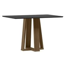 Mesa de Jantar Rubi 120x80 cm com Vidro Imbuia Preto New Ceval